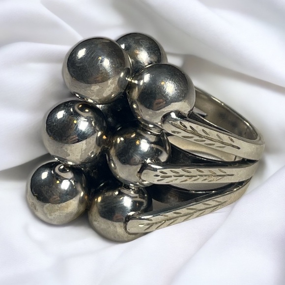 Rachel Gera Vintage 90s Israeli Modernist Boho 925 Sterling Silver Ring Size 8